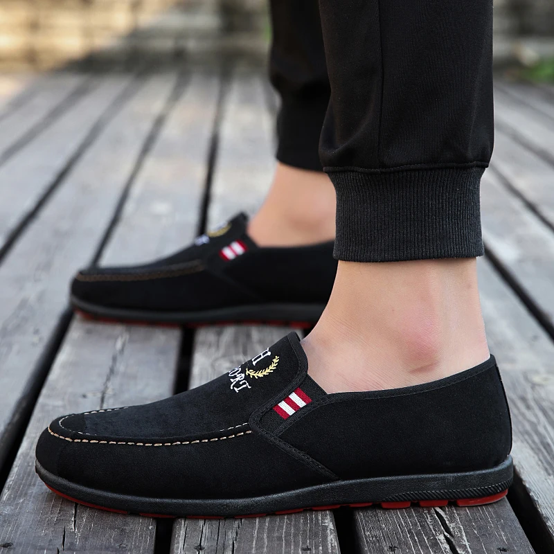 

220-Xh Casual Walking Fitness Soft High Quality Men Loafers Dress Shoes Running Shoes Casual Sneakers, Black