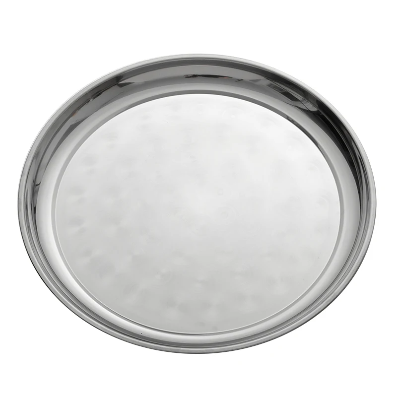 

FREE Sample Stainless Steel Metal Food Plates Dinner Round Dish Plate Serving Tray For Daily Use Party Restaurant