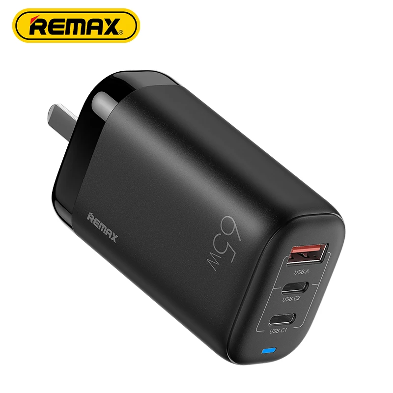 

Remax 65W Gan Wall Fast Charger Rp-U55 Pd3.0 Qc3.0 Scp Afc Pps USB C Charging Quick Charge Travel Adapter For Iphone Laptops, White black