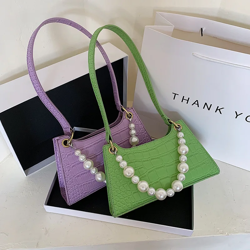 

2020 women hand bags popular minority texture single-shoulder cross-body bag pearl purses