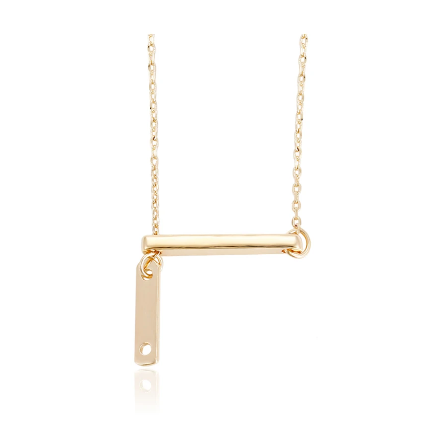

43893 Wholesale high quality simple design western style bar bone pendant horizontal stick chain gold necklace