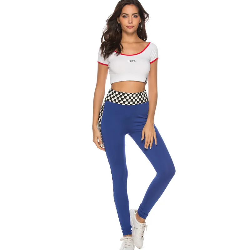

2020 New Arrivals Ladies Elastic Waist sports Yoga bodycon Contrast Long women Leggings pants