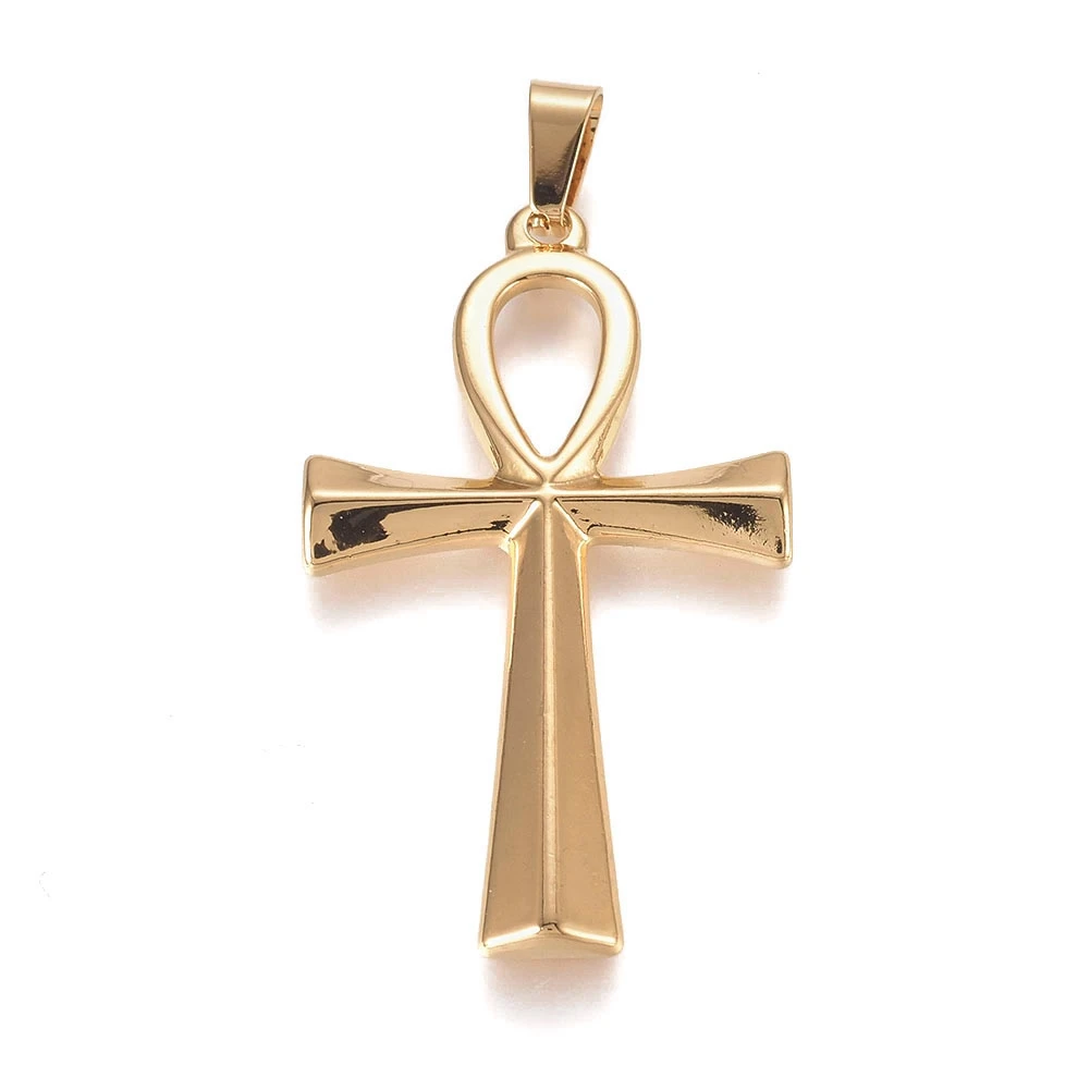 

PandaHall 304 Stainless Steel Golden Ankh Cross Pendant