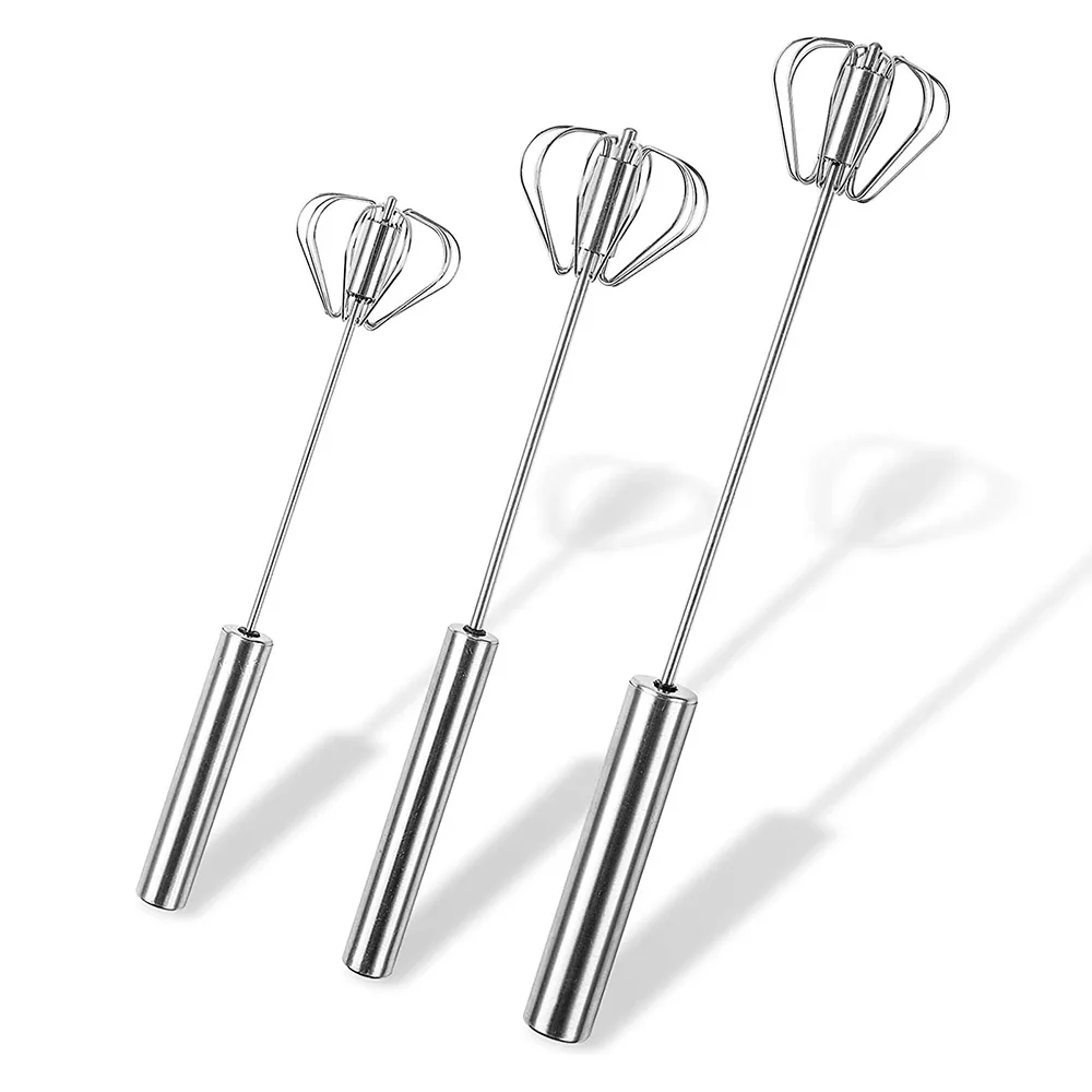 

Stainless Steel Push-Down Zip Whisk Rotary Beater Whisk Semi-automatic Hand Push Rotary Egg Whisk Blender