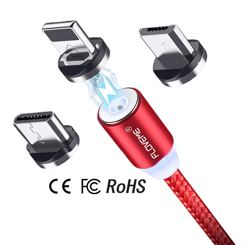 

Free Shipping 1 Sample OK CE FCC RoHS Floveme 3 in 1 Magnetic USB Phone Charging Cable for iPhone, Black/ red/ grey