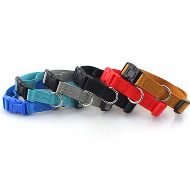

Colorful Nylon Print Collar Para Perros Vegan Leather Products Gift Adjustable Blank Plain Nylon Dog Collar, Multicolor