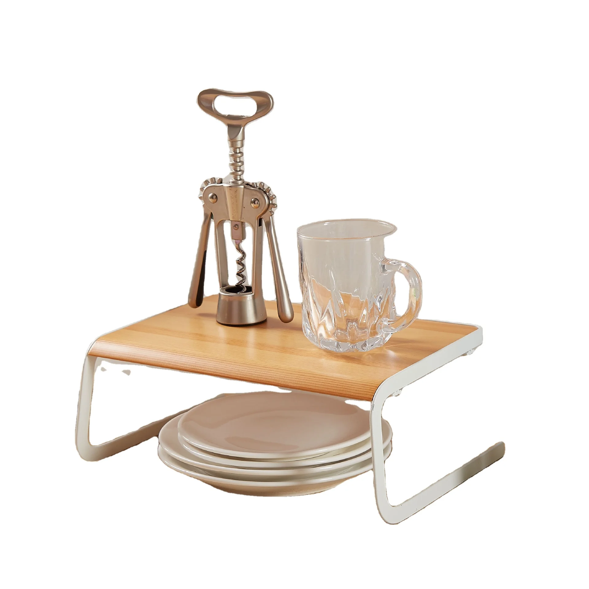 

Wholesale Bathroom Kitchen Shelving Spice Display Rack With Wood Double Storage Shelf