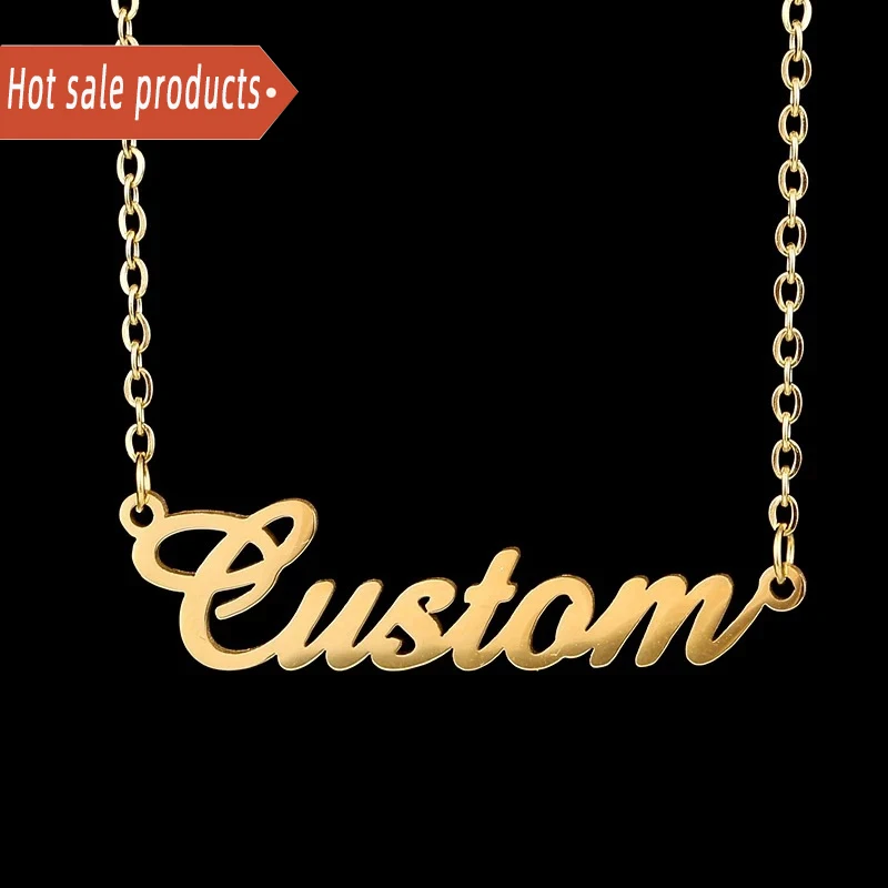 

High Quality Wholesale Custom Name Plate Necklace Personalised Customised Stainless Steel Nameplate Name Pendant Necklace