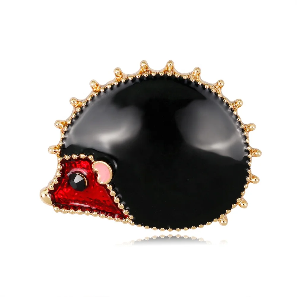 

Cute and Nice Animal Black Hedgehog Rhinestone Brooch, Picture shows