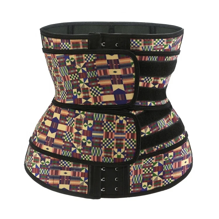

New design printed private label latex double belt firm control training women slim waist trainer corset