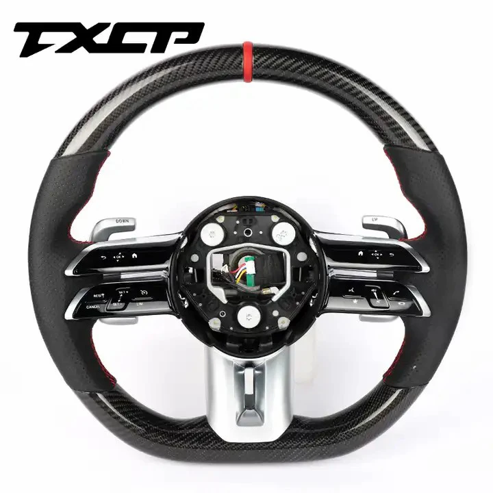 

for W223 leather carbon fiber steering wheel suitable fit for Benz old models C43 C63 E63 A45 GLA45 GLS6 plug and play