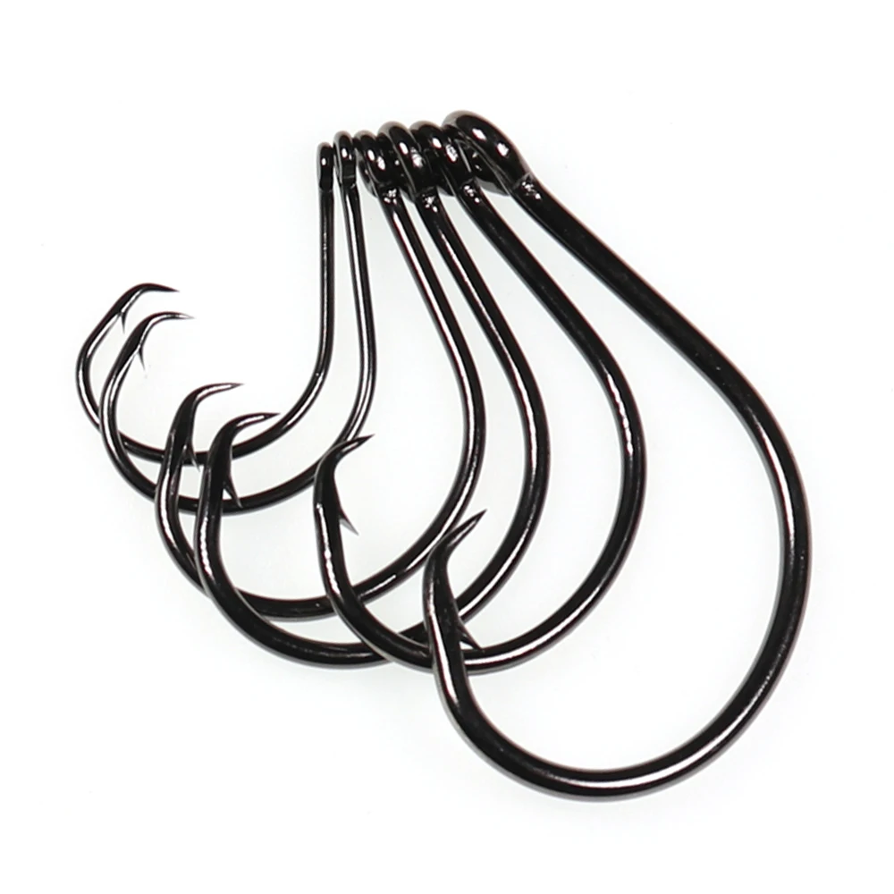 

High Carbon Steel Thick Wire Saltwater Fishing Circle Hook Strong Trolling Tuna Shark Boat Fishing Hook Black Nickel