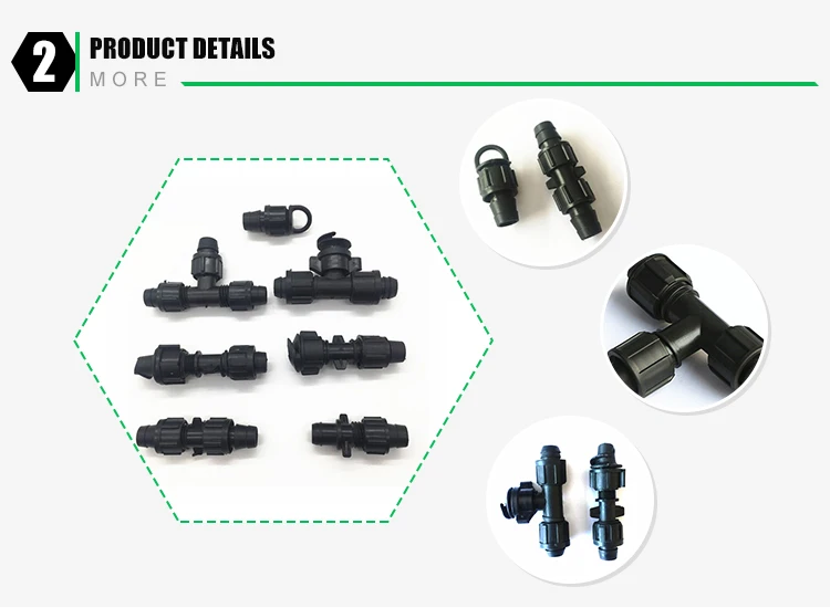 16mm Plastic Drip Tape Lock Nut Fittings Male Thread To Barb Valve/drip