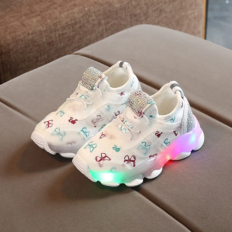 

High quality school boys breathable light emitting kids shoes girl sport hot sale shoe led