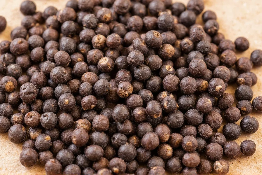 Chef's hand grinding fresh black peppercorns into a mortar and pestle with visible aromatic steam
