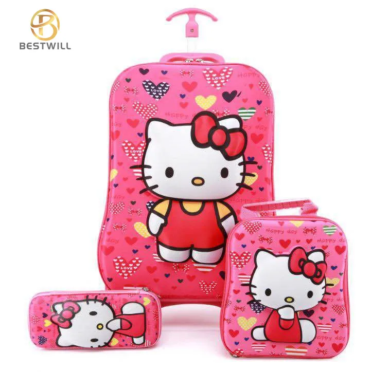 

BESTWILL 2020 Mochilas Escolares Kids School Bags Set for Girls Teens School Trolley Bags, As showed in picture or customized