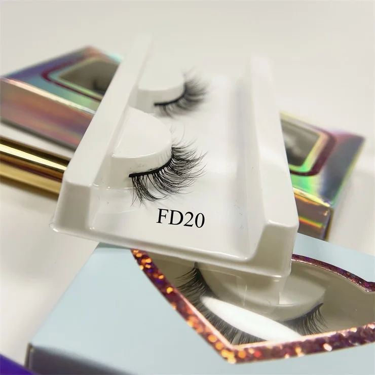 

FD20 Custom cruelty free faux mink eyelsh vegan eyelash 15mm 5d false eye lashes for vegan lash in print lash boxes