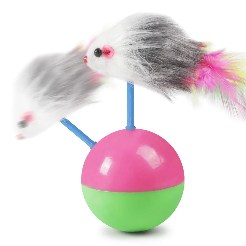 

Mouse ball tumbler plush feather cat toy, Picture