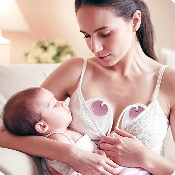 2 in 1 Hands Free Electric Breast Pump Wearable Breast Pumps With Double 150ml Milk Collectors and USB Cable