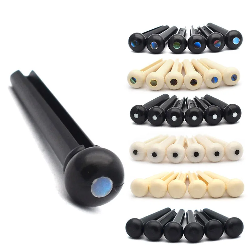 

Acoustic Guitar Slotted Bridge Pin Classical Style ABS Plastic Guitar Parts Accessories Ivory/Black