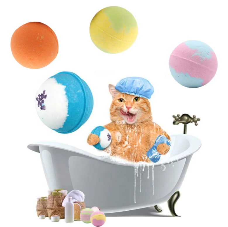 

OEM ODM New Organic Bath Pet Salt Ball Fizzies Bath Bombs Cat Cleaning Beauty Spa Ball Bubble Pet Explosion Bath Salt Ball, As picture
