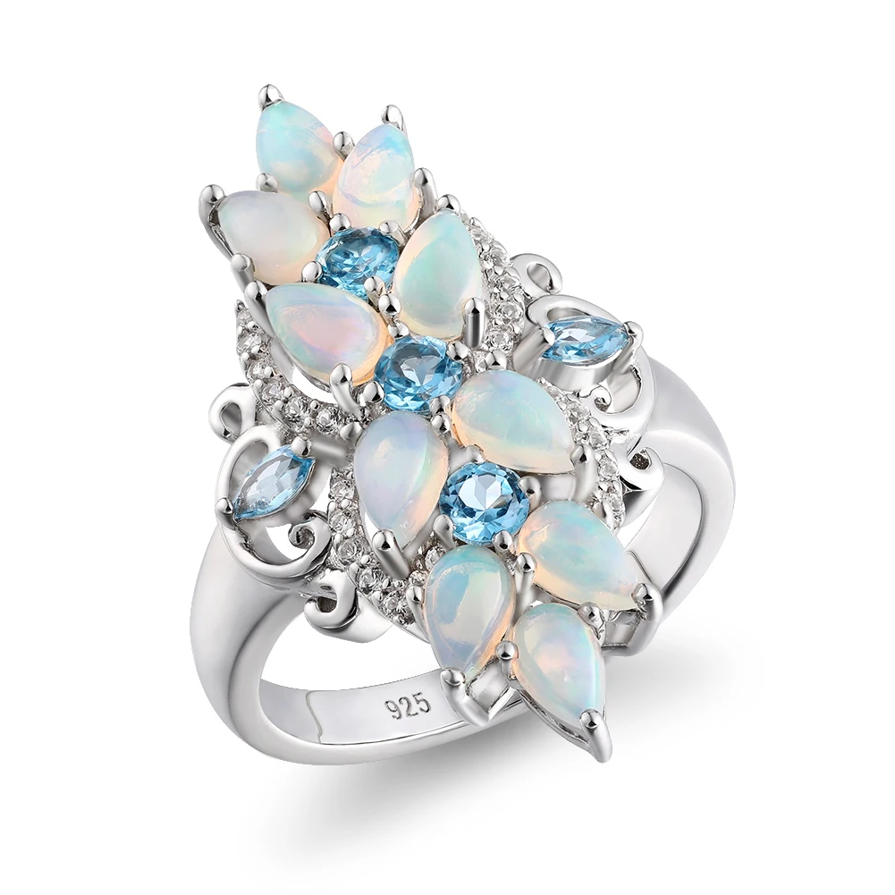 

High Quality Natural Opal Gem Ladies Topaz Ring 925 Sterling Silver rings jewelry women