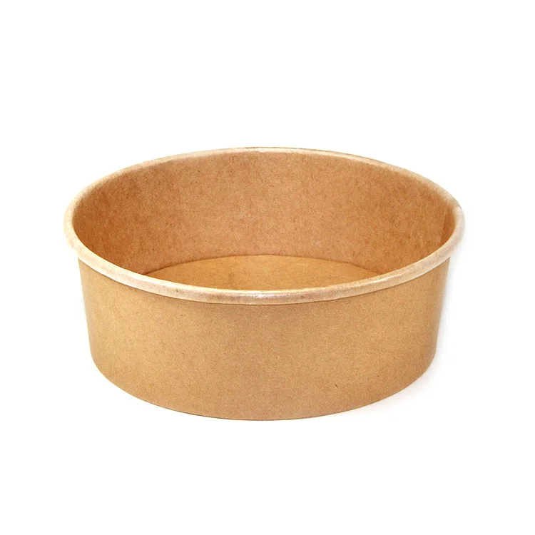
HAPPYPACK Wholesale disposable single wall 1300ml PLA kraft paper salad bowl soup bowl PP/PET lids Custom Printing Free Samples 