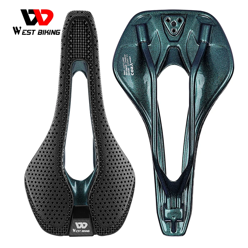 

WEST BIKING 3D Printed Carbon Fiber Saddle Hollow Air Guide Bicycle Saddle 3D Lattice Lightweight Colorful Paint Bike 3D Saddle