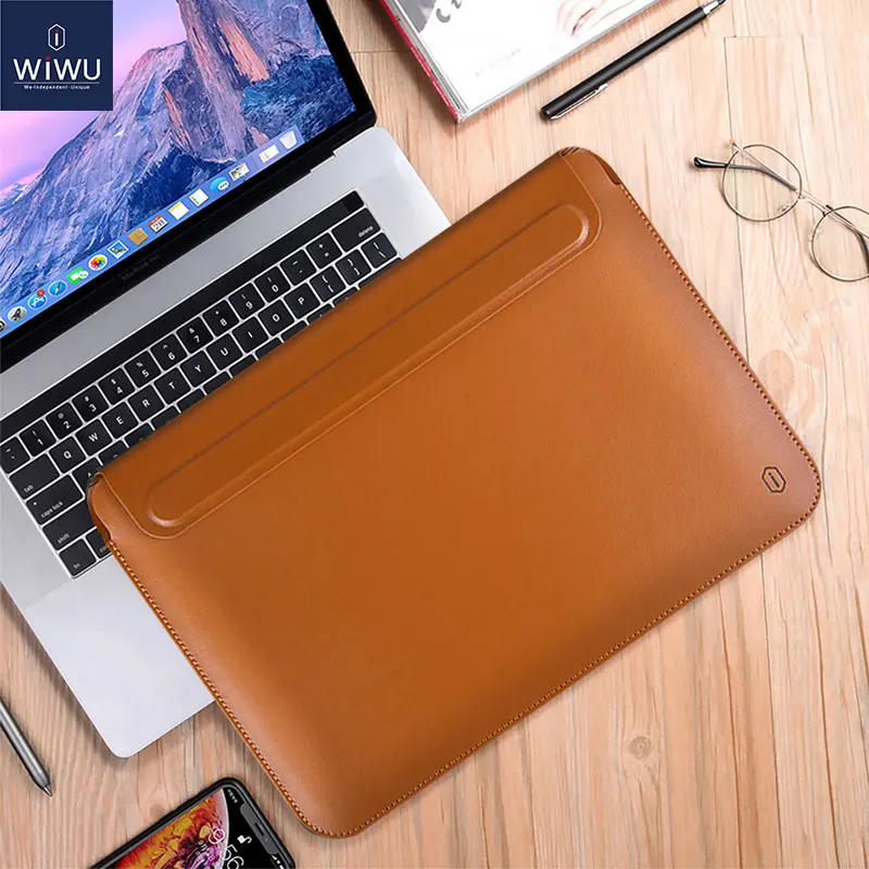 

WIWU Laptop Sleeve for Macbook Pro 13 case Portable Laptop Bag 13.3 Inch PU Leather Waterproof Case for MacBook Air 13 Sleeve