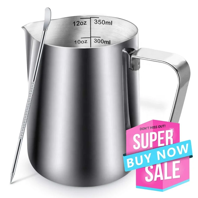 

Milk Frothing Coffee Jug Measuring Cup Set Stainless Steel Coffee & Tea Sets Eco-friendly Stocked Metal, Sliver