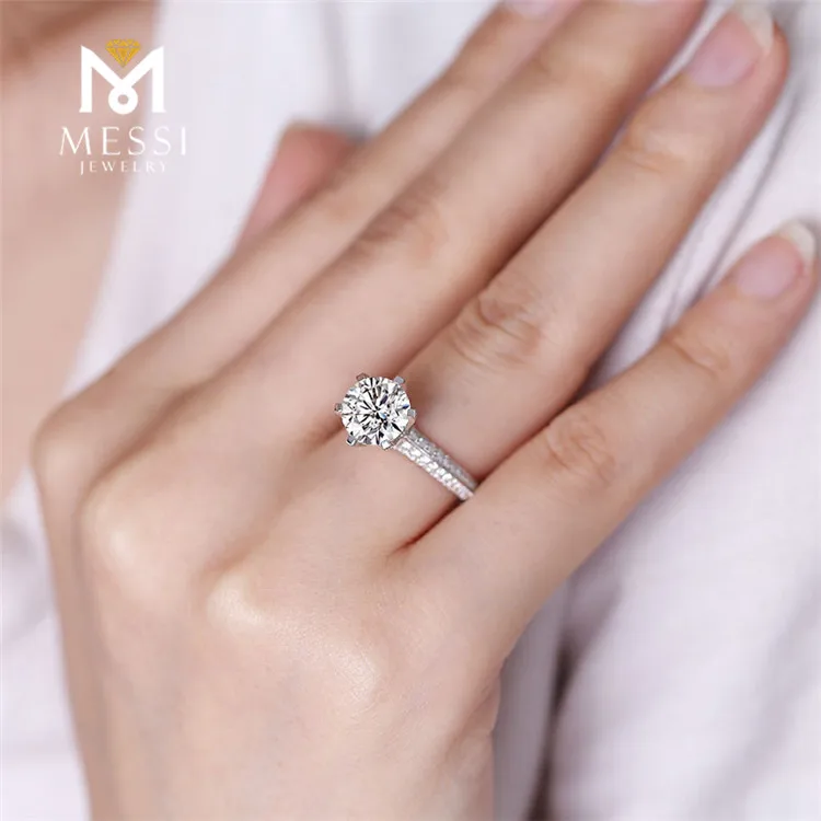 
Messi Jewelry 2 Carat VVS DEF diamond moissanite ring 14k 18k white gold engagement wedding ring cvd diamond ring 