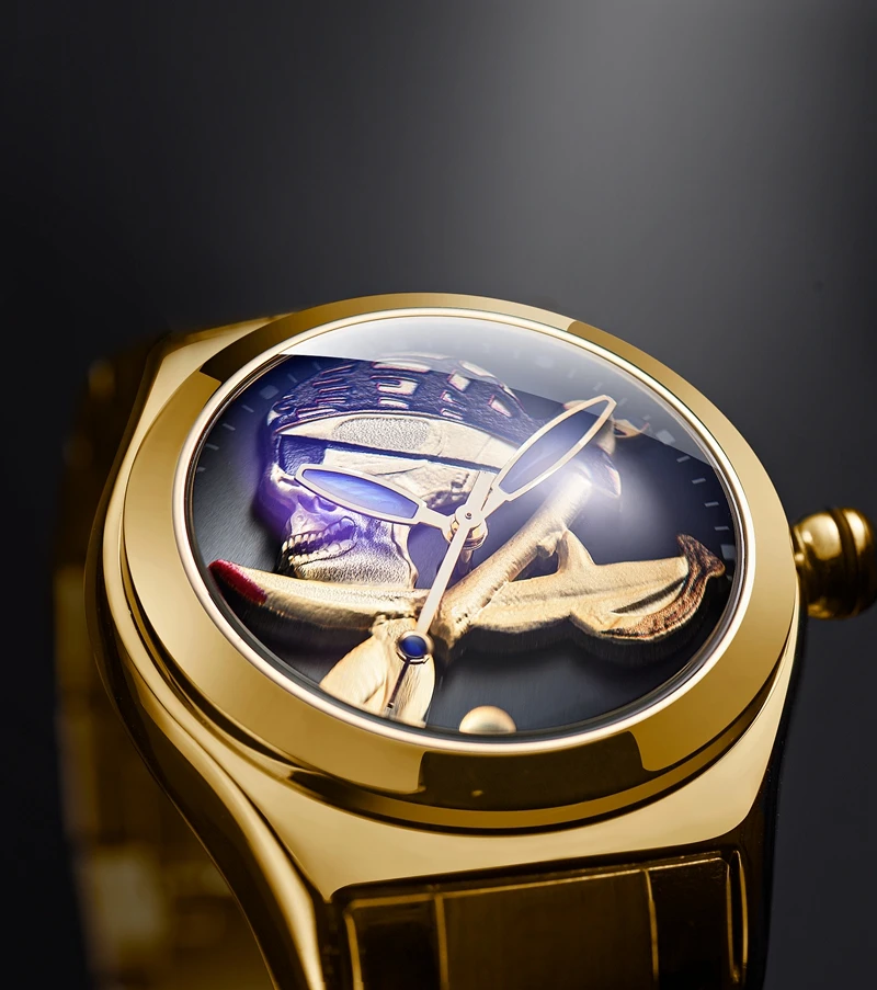 

Bestwin 6275 Military Fashion Quartz Watch Men 3D Blue Dial Stainless Steel Strap Top Brand Luxury Golden Big Dial Wrist Watches