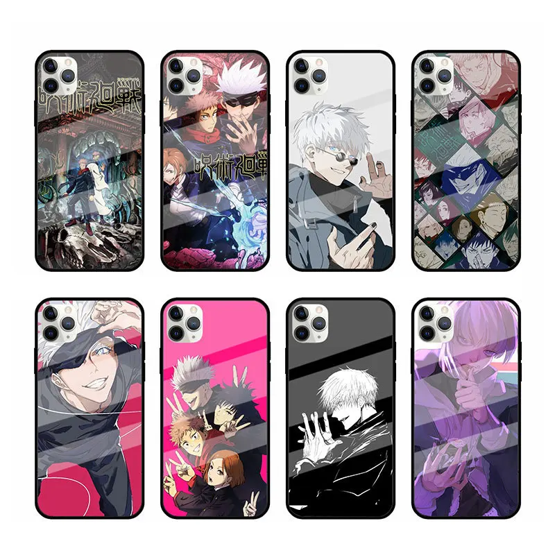 

Japanese Anime Jujustu kaisen TPU Fitted Case For iPhone 12 11 pro max Samsung S10 S9 Tempered glass OEM Custom Phone Cover