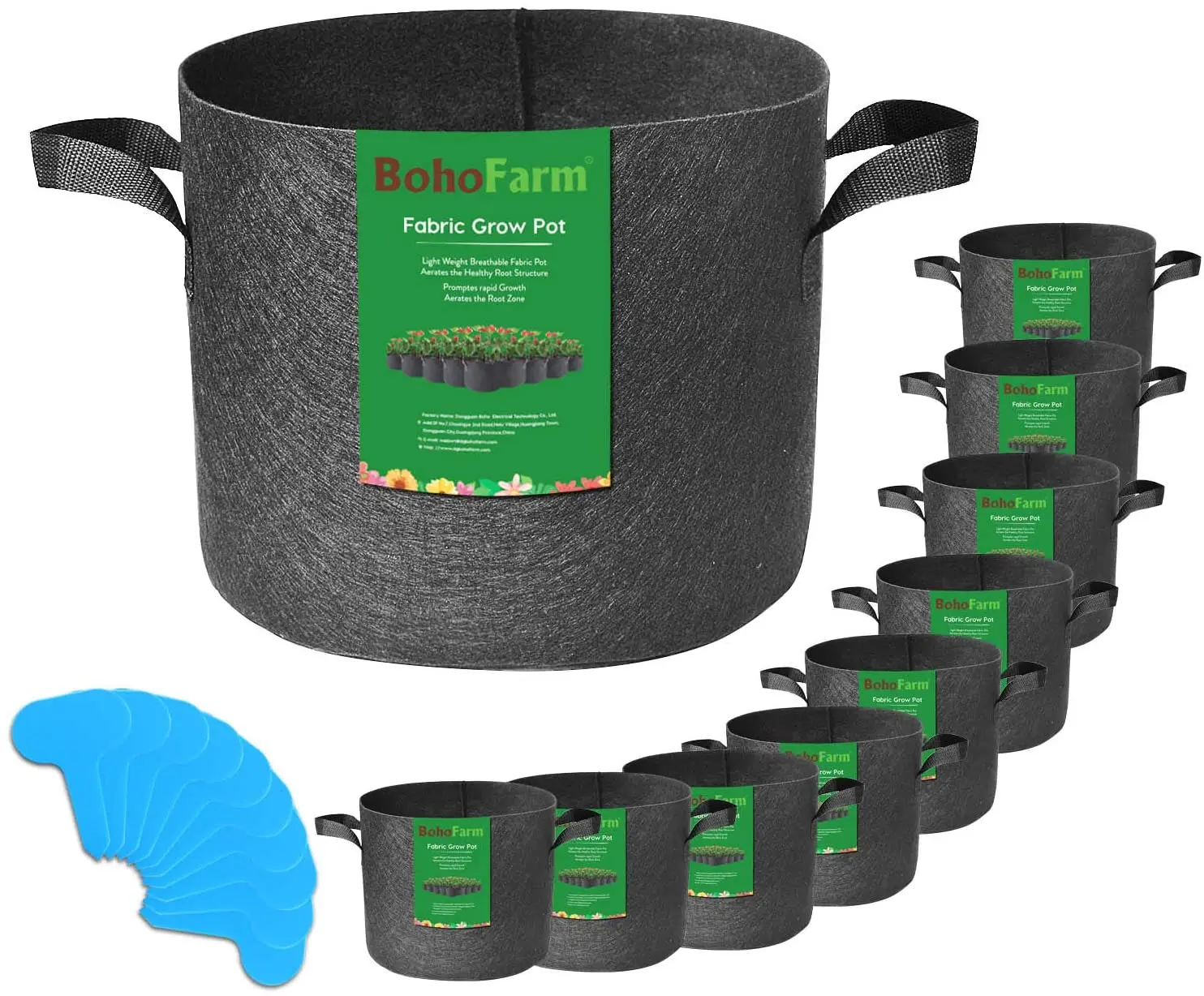 

Factory Supply 10-Pack 5 Gallon Black Non-woven Potato/Plant Container/Aeration 100 Gallon Grow Bags with Handles