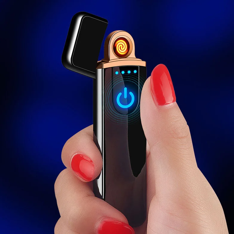 

Mini Windproof Two-side Touch Sensor Metal Flameless Rechargeable Electronic USB Cigarette Lighter, 12 colors available
