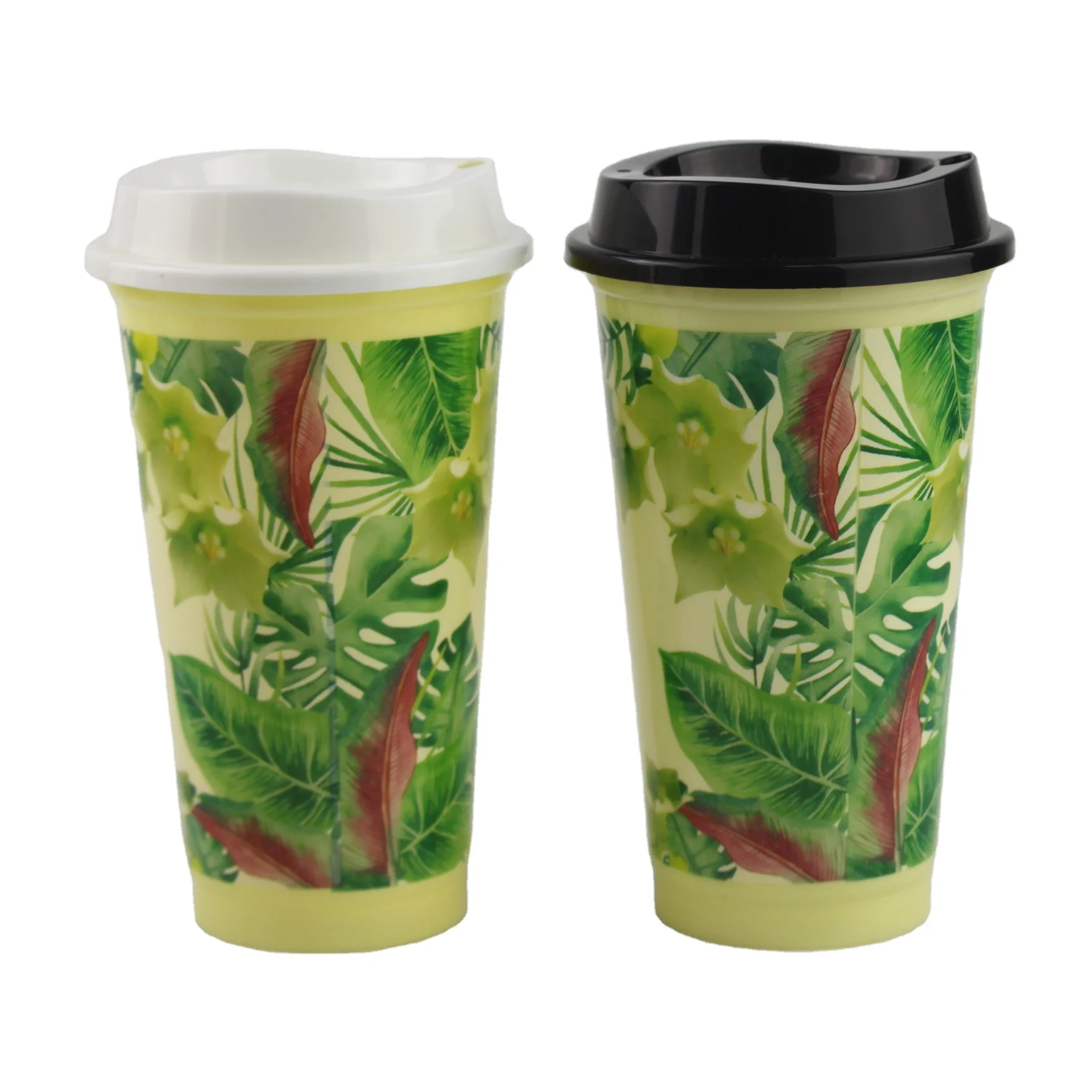 

Food grade plastic coffee cup custom logo tea coffee mug with lid