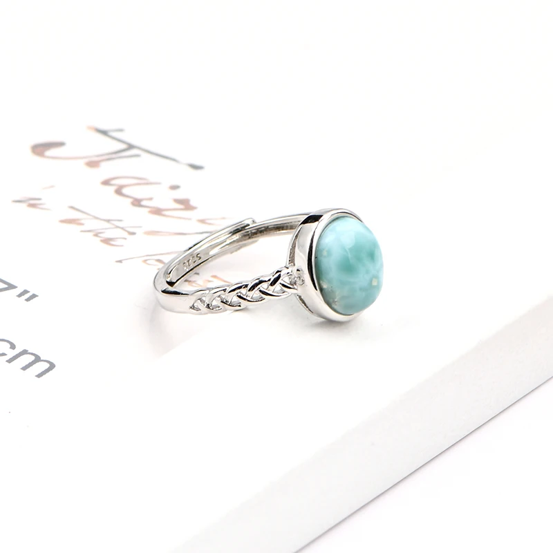 

Factory Wholesale Jewelry Fashion Creative Ring Women's Adjustable Larimar Oval Ring