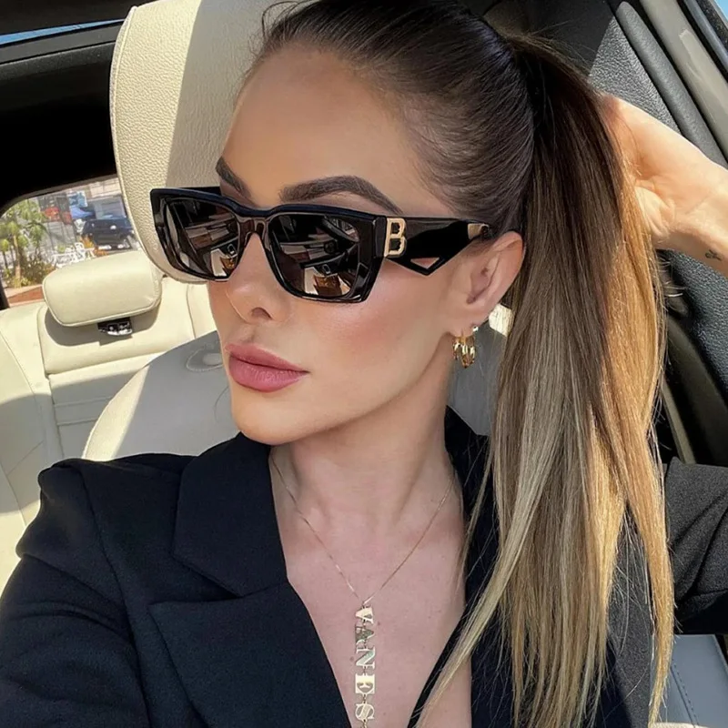 

18098 fashion letter B square sunglasses designer vintage sunglasses women metal hinge shades sunglasses 2023