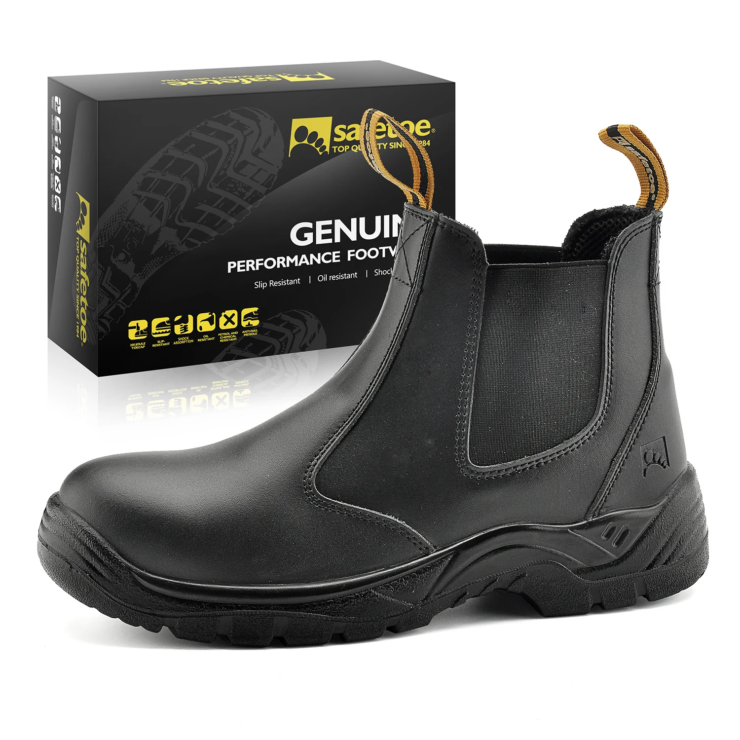 

Best selling Black Smooth Leather Work Boots Safety Men Boots