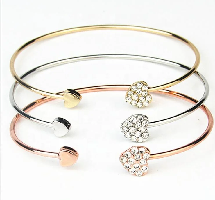 

Wholesale Fashion With A Diamond Heart Double Love Crystal Bracelets & Bangles, As picture