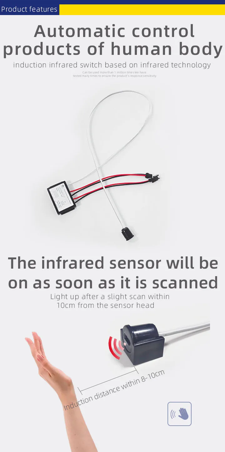 Factory selling 12v hand sweep sensor reflection hand scan sensor for mirror