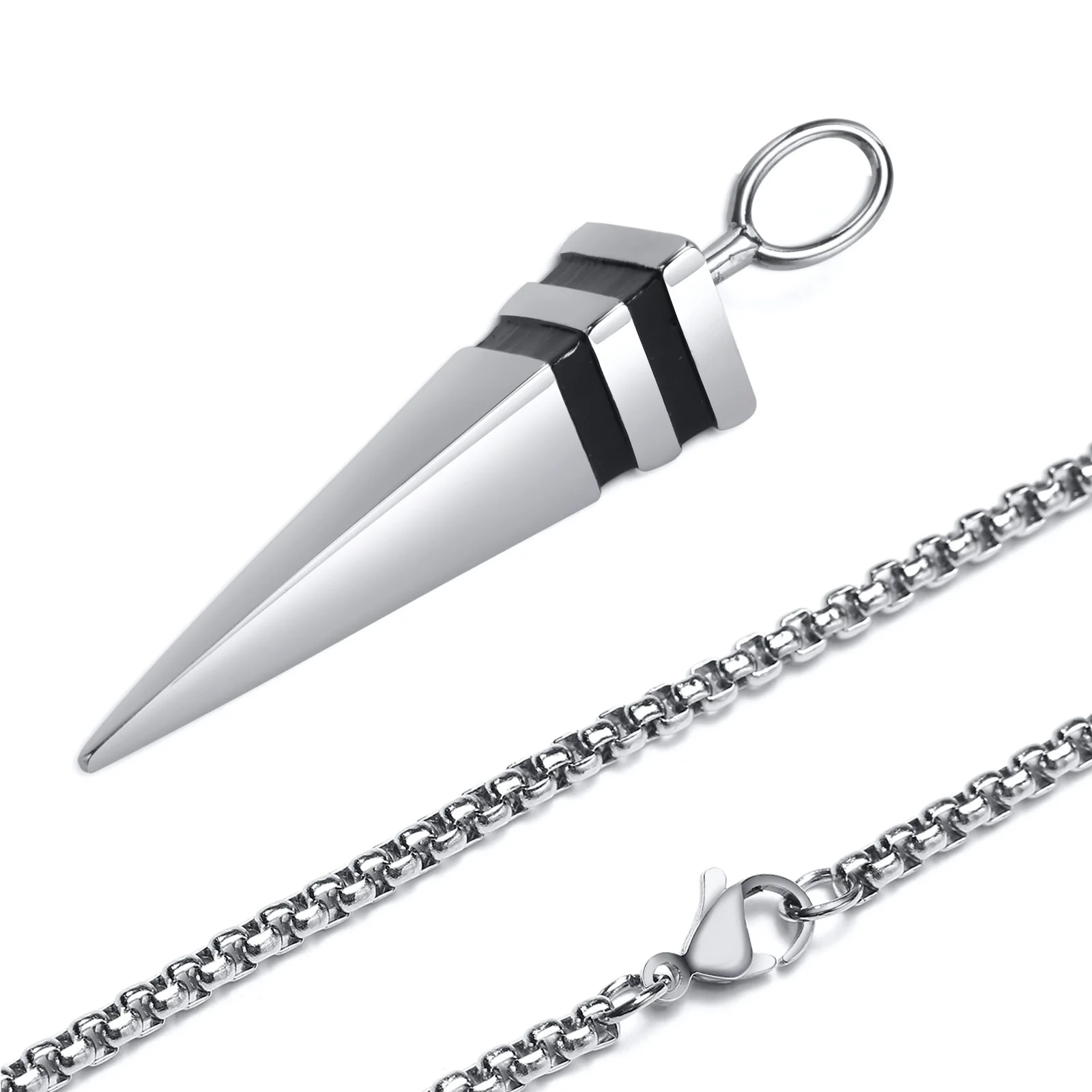 

New fashion geometry jewelry stainless steel triangle cone pendant necklace