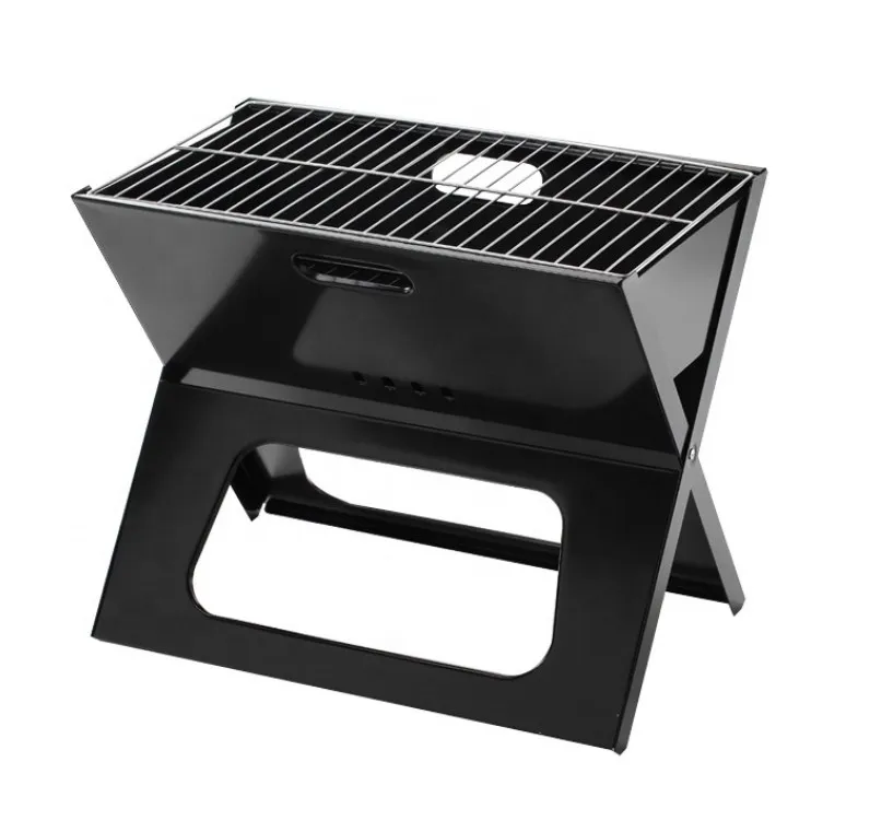 

Folding portable outdoor barbecue charcoal stove, Black