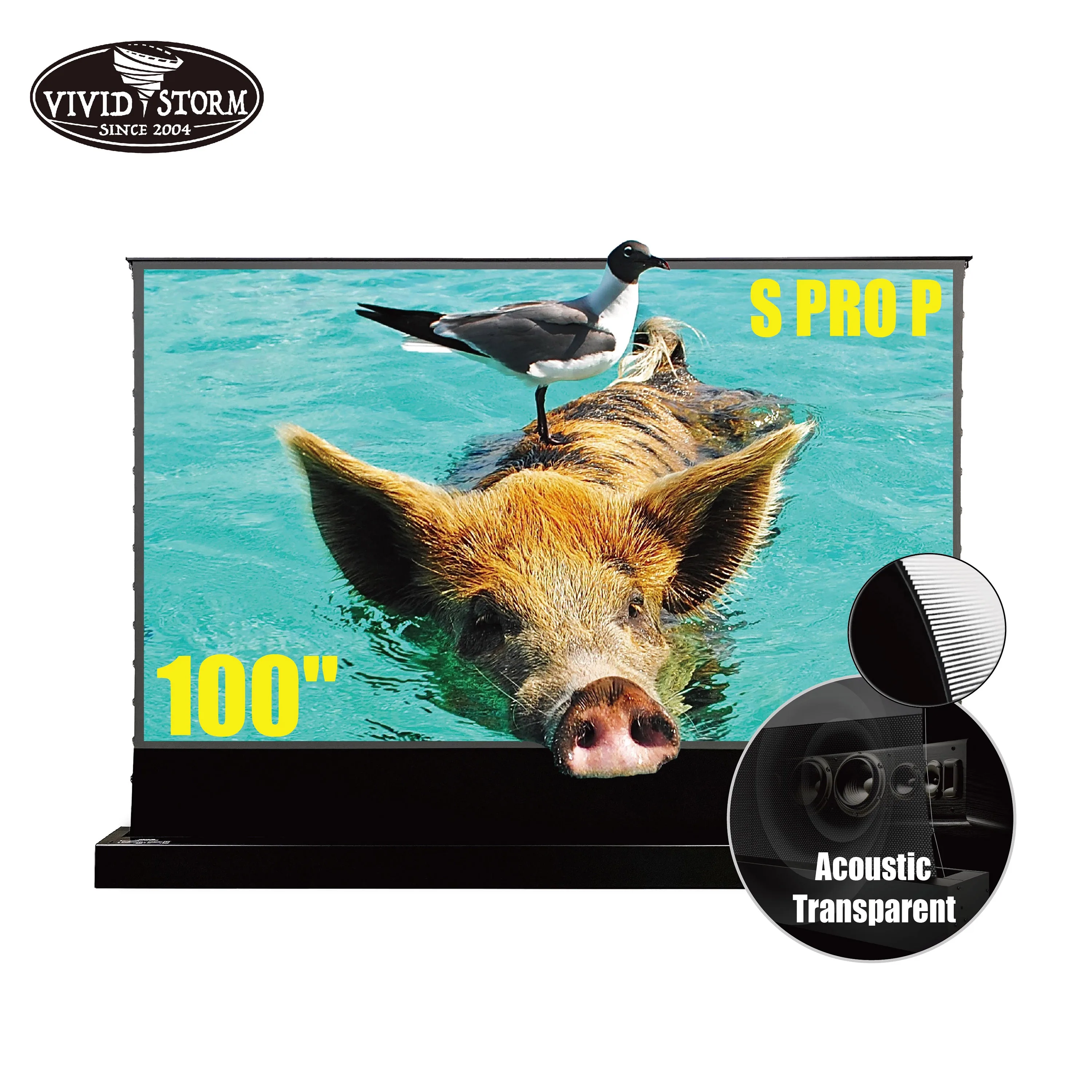 

VIVIDSTORM S PRO P 100 inch portable UST Sound Acoustically Transparent Perforated Floor Rising ALR Projection Screen