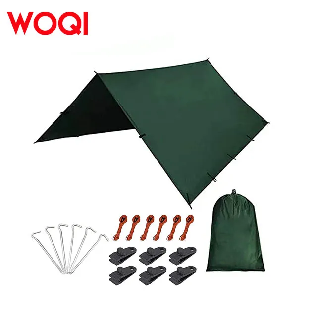 WOQI Waterproof Camping Tar Rain Fly Heavy Shelter Tent for Hiking Travel Portable Camping Essential