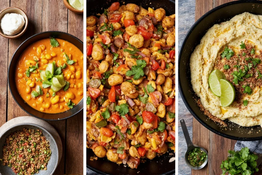 Colorful global dishes featuring cumin: Indian curry, Mexican tacos, Middle Eastern hummus
