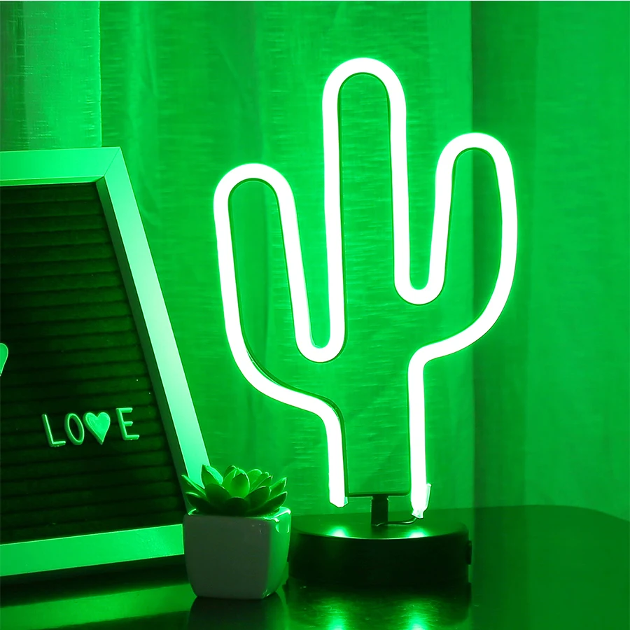 Bolylight 2019 Custom Cactus Decoration Sign Battery Led Christmas Room Night Neon Lights