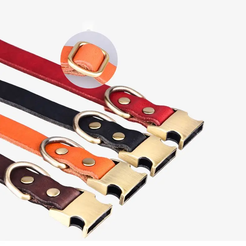 

Luxury adjustable Pet Accessories Custom Brand Designer design Genuine Leather Dog Collar Padded