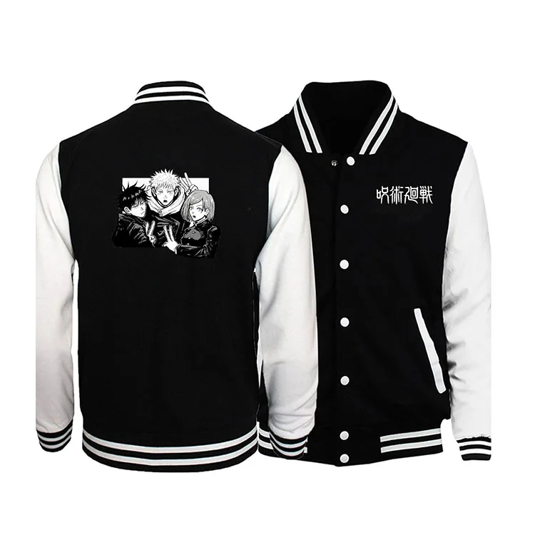 

Drop Shipping 2021 Anime Wholesale Fleece College Letterman Jackets Cycling Baseball Jacket Men's Jackets & Coats, Black and white