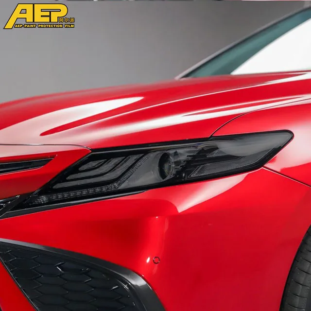 

AEP Car Headlight Film Light Black TPU Protection film Anti-scratch/aging/yellow For Toyota Camry XV70 2018 2019 2020 2021, Transparent, blackened